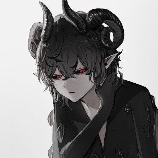 an anime character with horns on his head