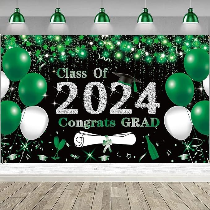 graduation backdrop with balloons and confetti for class of 2024 congrats grad