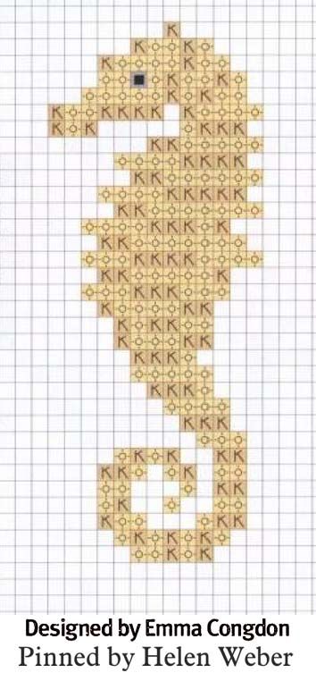 a cross stitch pattern with a seahorse on it's side and the words, designed