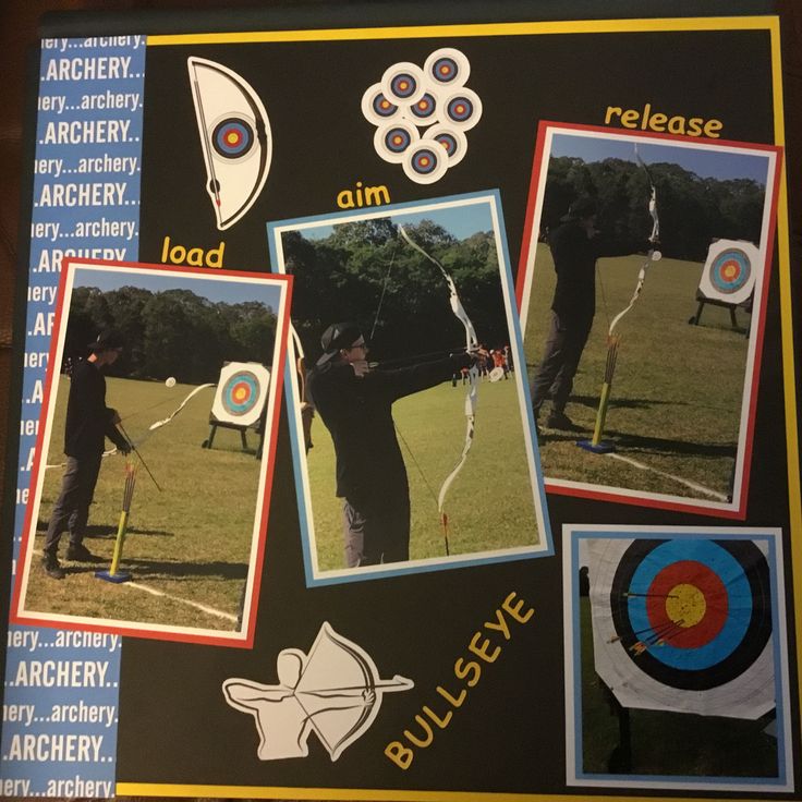 a collage of photos with arrows and bullseye