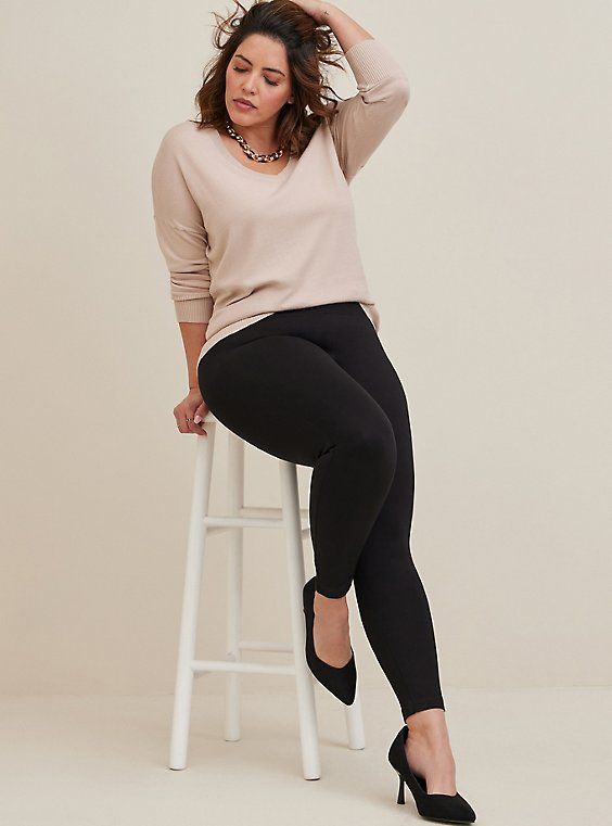 FIT Model is 5'10” wearing size 0. High rise. Super skinny fit from hip to ankle. Pull-on design with no hardware for a smooth front. Inseams: Short 24”, Regular 26”, Tall 28”. MATERIALS + CARE Studio Luxe Ponte knit fabric: Our signature work (any) wear fabric with office-approved tailoring, WFH stretch and comfort, and curve-loving hold. Plus, it's machine washable! Stretch level: Maximum. 68% Rayon, 28% Nylon, 4% Spandex. Machine wash cold. Tumble dry low. DETAILS 4-pocket design. Fly-free el Teacher Plus Size Outfits, Work Fits, Dance Clothes, Fly Free, Perfect Pant, Fashion Business Casual, Ponte Pants, Professional Attire, Teacher Outfits