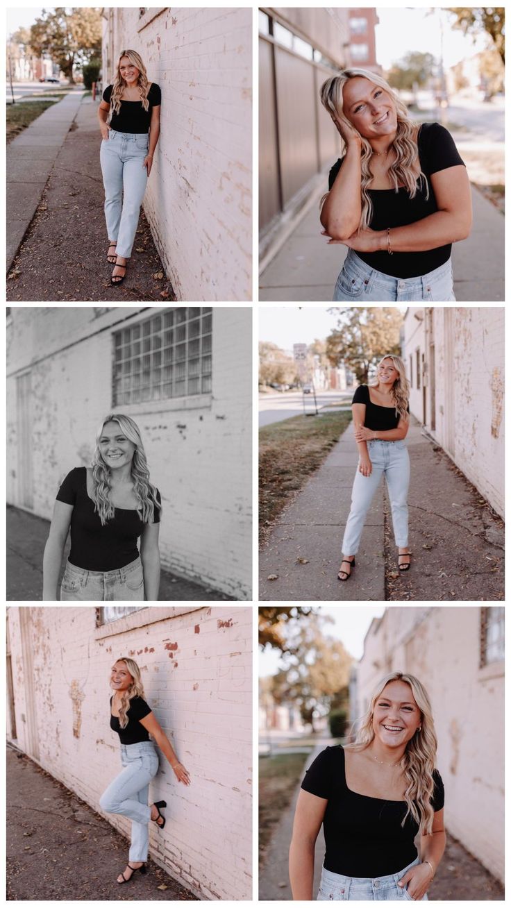 a woman leaning against a wall with her hands on her hips