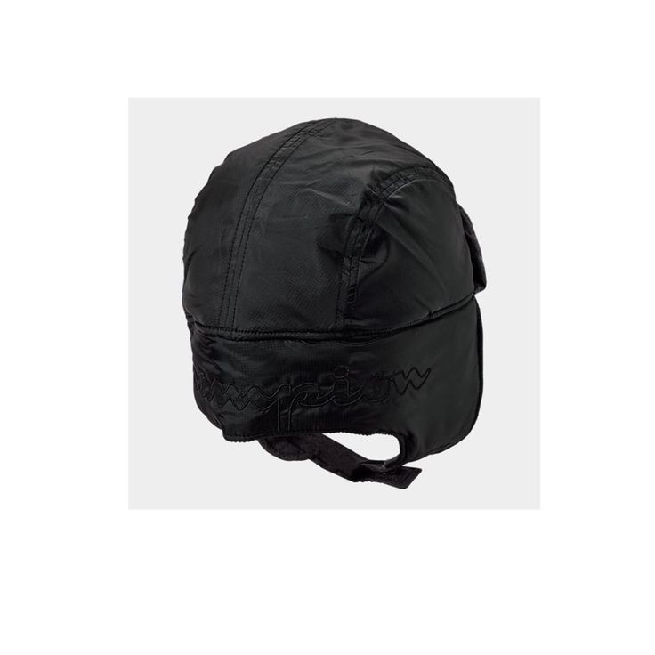 Champion Puffer Hunter's Hat Black H0915. Black Fleece-lined Hats For Winter Sports, Functional Black Hats For Outdoor, Adjustable Black Waterproof Hat, Windproof Cap For Streetwear, Waterproof Black Hats With Short Brim, Black Waterproof Hats With Short Brim, Black Waterproof Hat With Short Brim, Black Windproof Hat With Short Brim, Black Waterproof Hat With Curved Brim