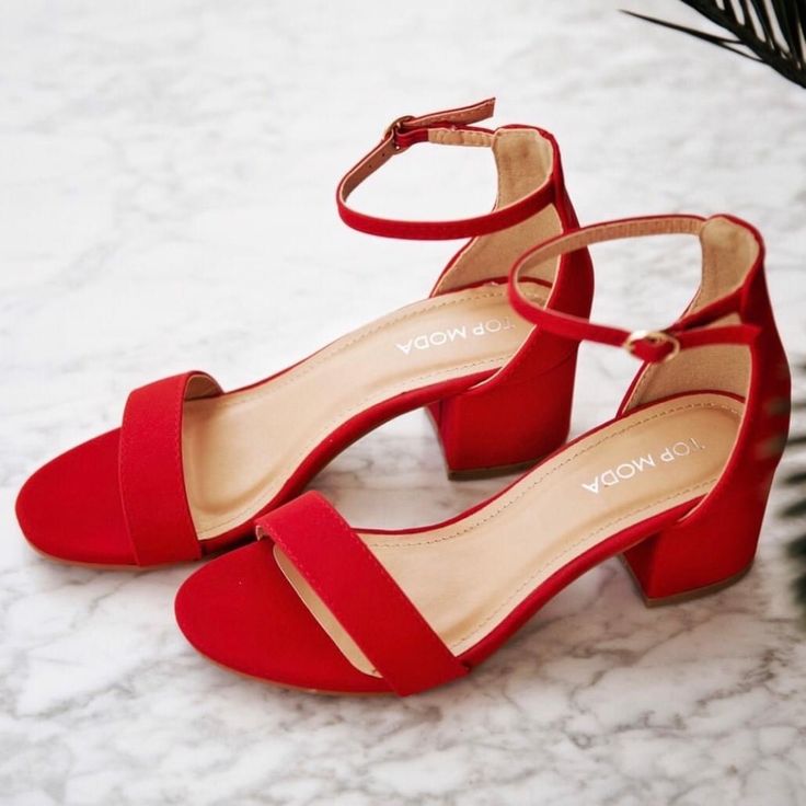 Red Strap Chunky High Heels. Super Cute And Comfortable. May Be Worn Casual And Dressed Up For Any Occasion. Brand New. Heel Height 2.25 Inches Red Closed Toe Block Heels For Summer, Summer Red Closed Toe Block Heels, Red Block Heels With Round Toe For Summer, Summer Red Block Heels With Round Toe, Red Summer Block Heels With Round Toe, Red Stacked Heel Block Heels For Summer, Red Low Heel Block Heels For Summer, Red High Heel Block Heels For Summer, Red Block Heels With Stacked Heel For Summer