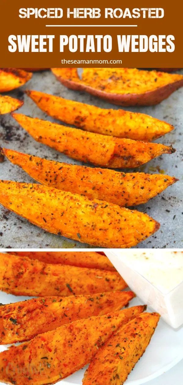 baked sweet potato wedges on a white plate