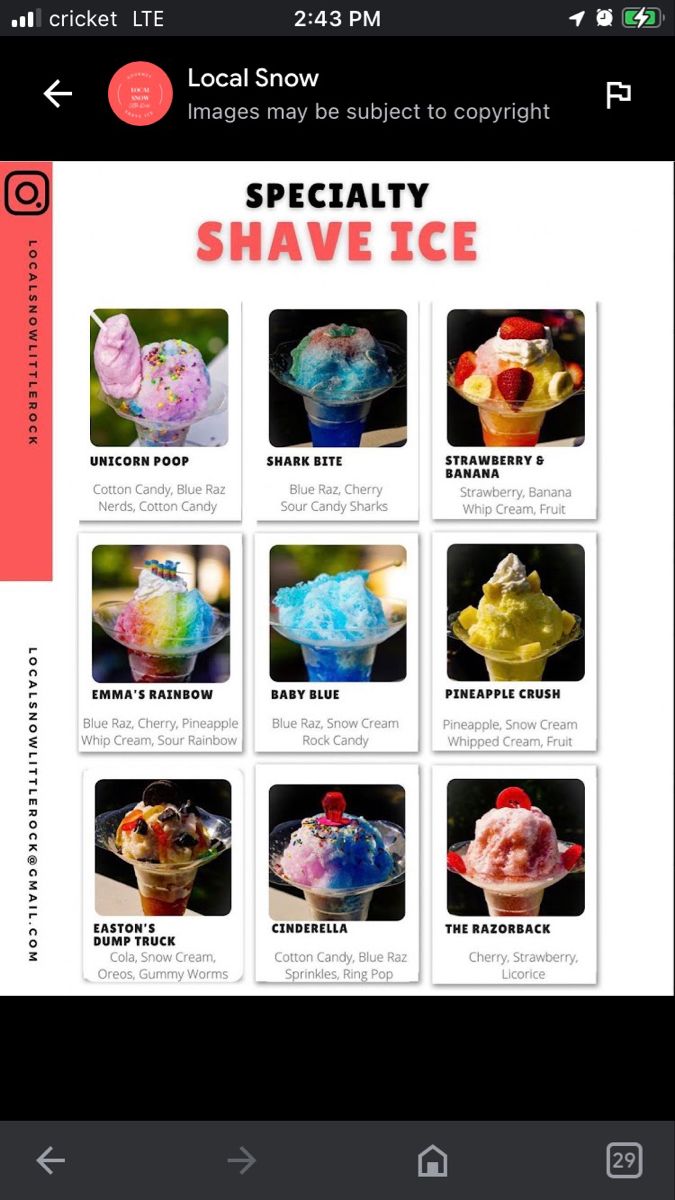 an image of ice creams on the app store's mobile screen, with text that reads specialty shave ice