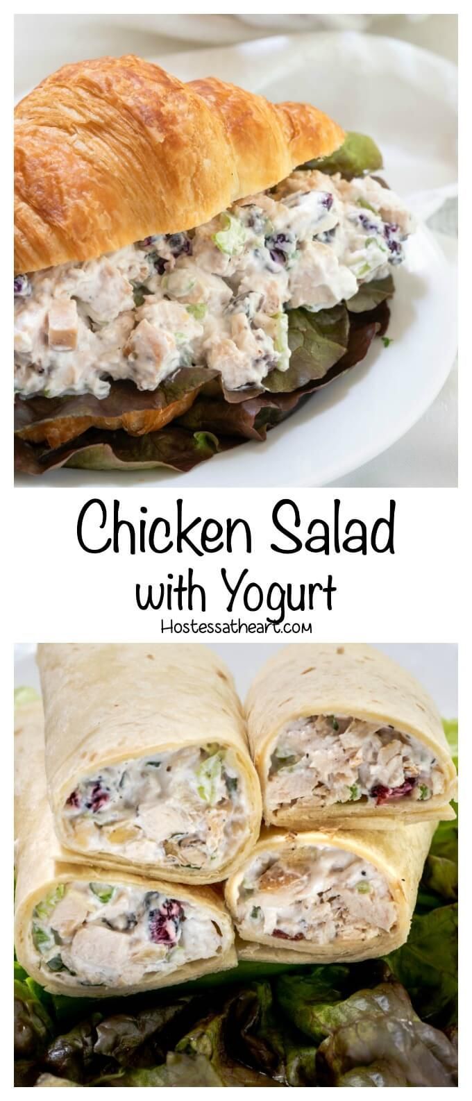 chicken salad with yogurt in a croissant wrap