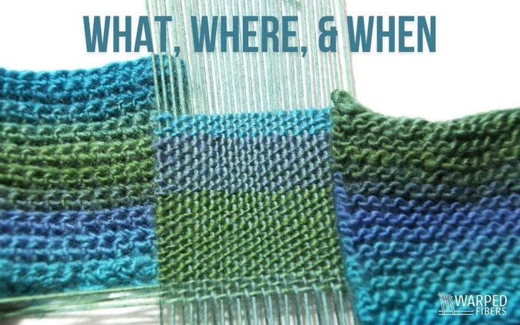 two knitted scarves sitting next to each other with the words, what, where and when