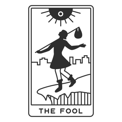 the fool tarot card in black and white