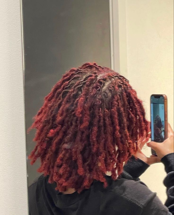 Black And Burgundy Locs, Burgundy Locs Men, Dark Red Locs, Deep Red Locs, Burgundy Dreadlocks Black Women, Red Locs, Locs Color Ideas Black Women, Maroon Dreadlocks Black Women, Red And Black Dreads