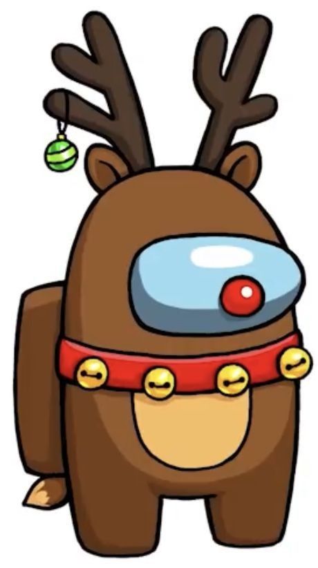 a cartoon reindeer with bells on its antlers