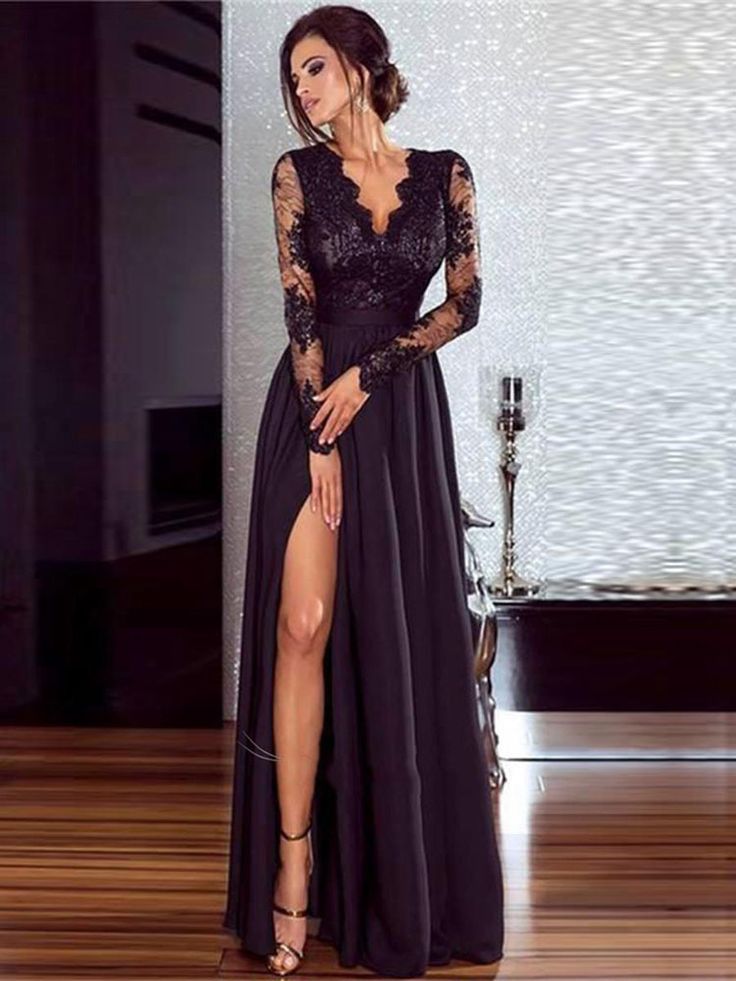 Sexy Lace Evening Dress Black Dress, Black / XL Black Stretch V-neck Evening Dress, Black Long Sleeve Dresses For Prom, Black Long Sleeve Evening Dress For Date Night, Black Long Sleeve Mini Dress For Prom, Black Stretch Floor-length Dress, Black Long Sleeve Evening Dress For Prom, Black Long Sleeve Maxi Dress For Prom, Black Stretch Evening Dress For Prom, Black Stretch Prom Dress