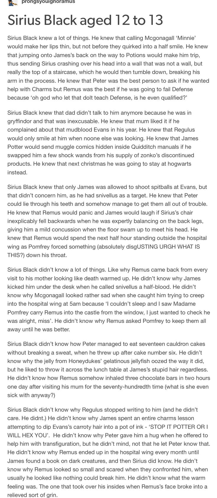 an article about the origins of sirius black aged 12 to 13, written in english