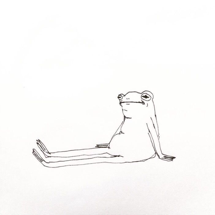 a drawing of a frog sitting on the ground