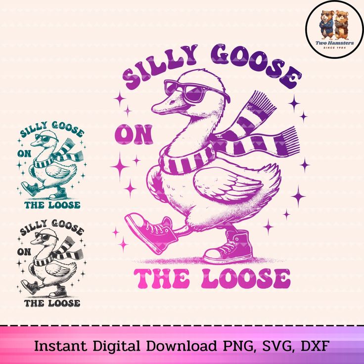 the logo for silly goose on the loosee is shown in three different colors and sizes