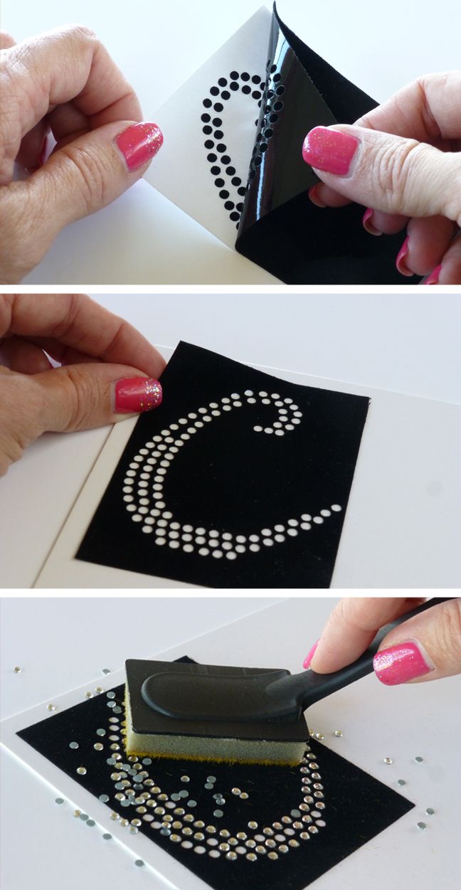 two pictures showing how to make an origami card with scissors and glue on it