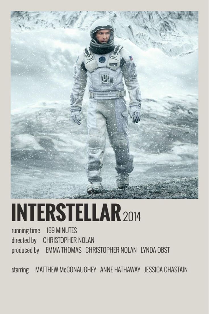 an astronaut standing in the snow with mountains behind him and text that reads intersteular 2014