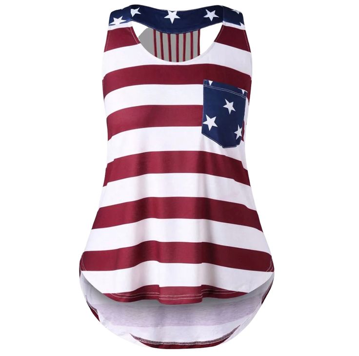 Proud American Shirt. We love our American flag and we like to show it. This top is light weight and perfect for the 4thof July! This top is strappy from the back and has a cute little pocket. Give Me the Details: 100% Polyester Star Halter Top, American Flag Tank Top, Lace Up Tank Top, Patch Work Blouse, Tank Top Outfits, Strappy Tank Tops, Clothing Sites, Plus Size Tank Tops, Plus Size Kleidung