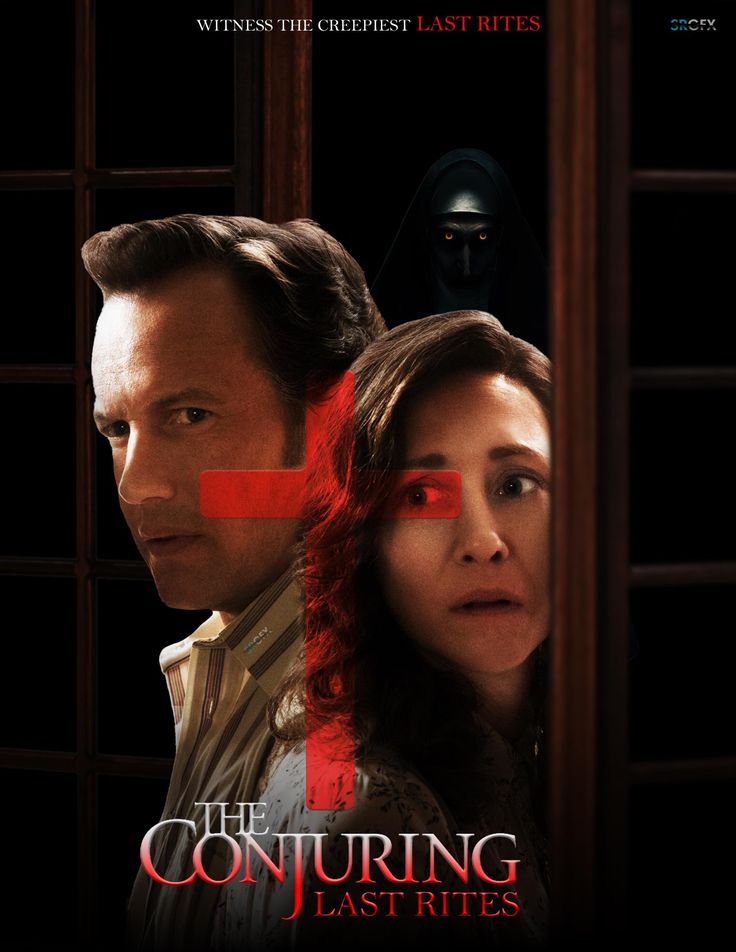 the conjuring last bites movie poster with man and woman looking at each other