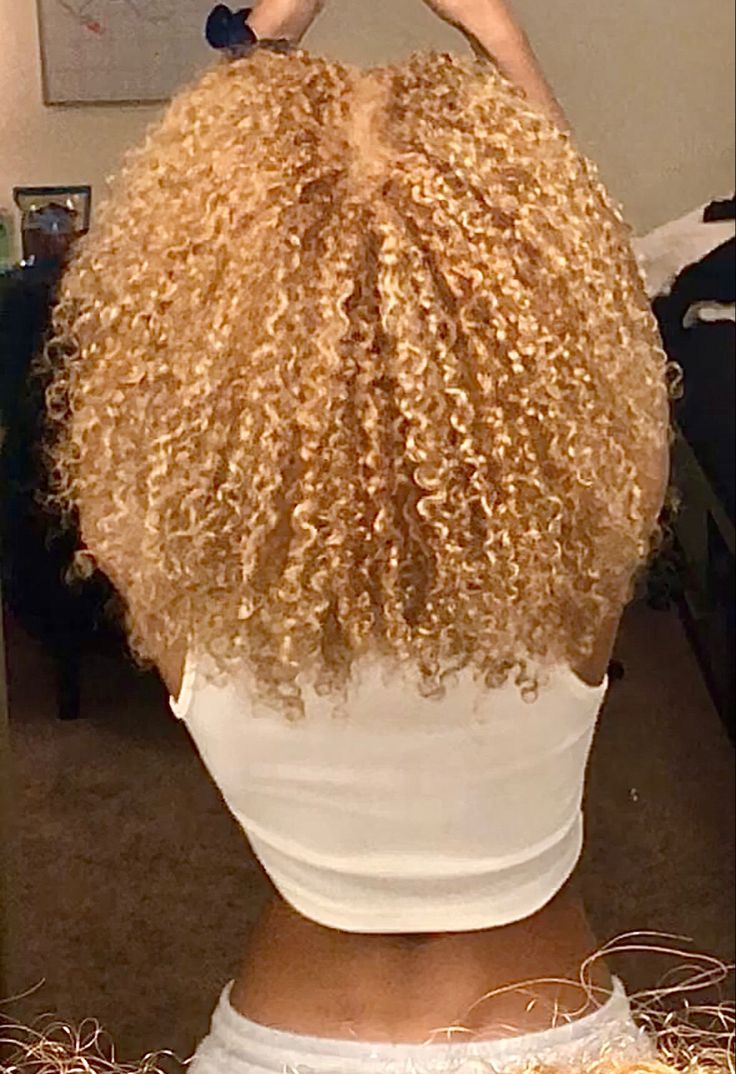 Natural Curly Blonde Hair Black Women, Different Shades Of Blonde Curly Hair, Honey Blonde Hair On Black Women Natural 4c, Honey Blonde Big Chop, Light Honey Blonde Hair On Black Women, Mixed Curly Hair Blonde, Honey Blond Curls, Blonde Hair On Natural Hair, Bleaching Hair At Home Black Women