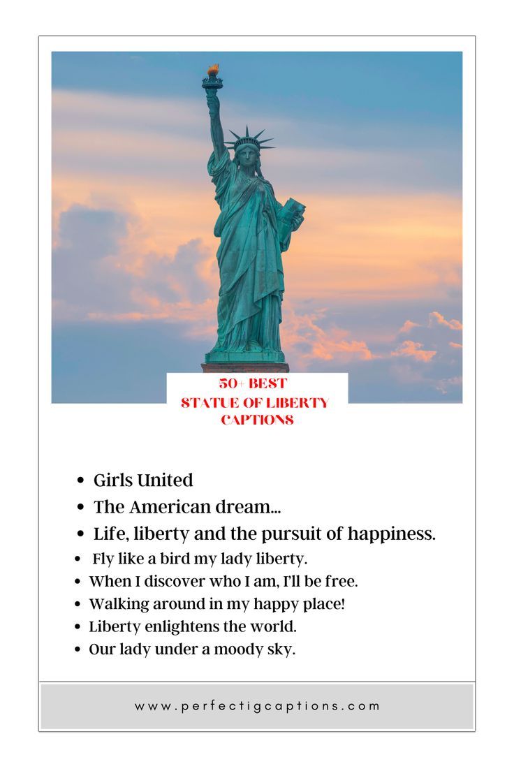 the statue of liberty is featured in this postcard for girls united, the american dream, life liberty and the pursuit of happiness