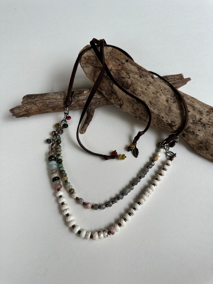 The Terry Howlite Layering Necklace - SpiritedBoutiques Boho Hippie Boutique Style Necklace, Carol Sue Bohemian Style Clothing, Stylish Outfit, Statement Necklaces, Layering Necklace, Layered Necklaces, Bohemian Style, Gemstone Beads, Labradorite, Stylish Outfits