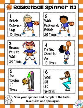 the basketball spinner game is shown with instructions for each player to practice their moves