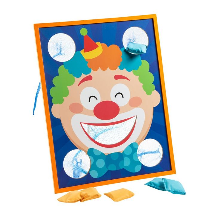 an image of a clown face on a board