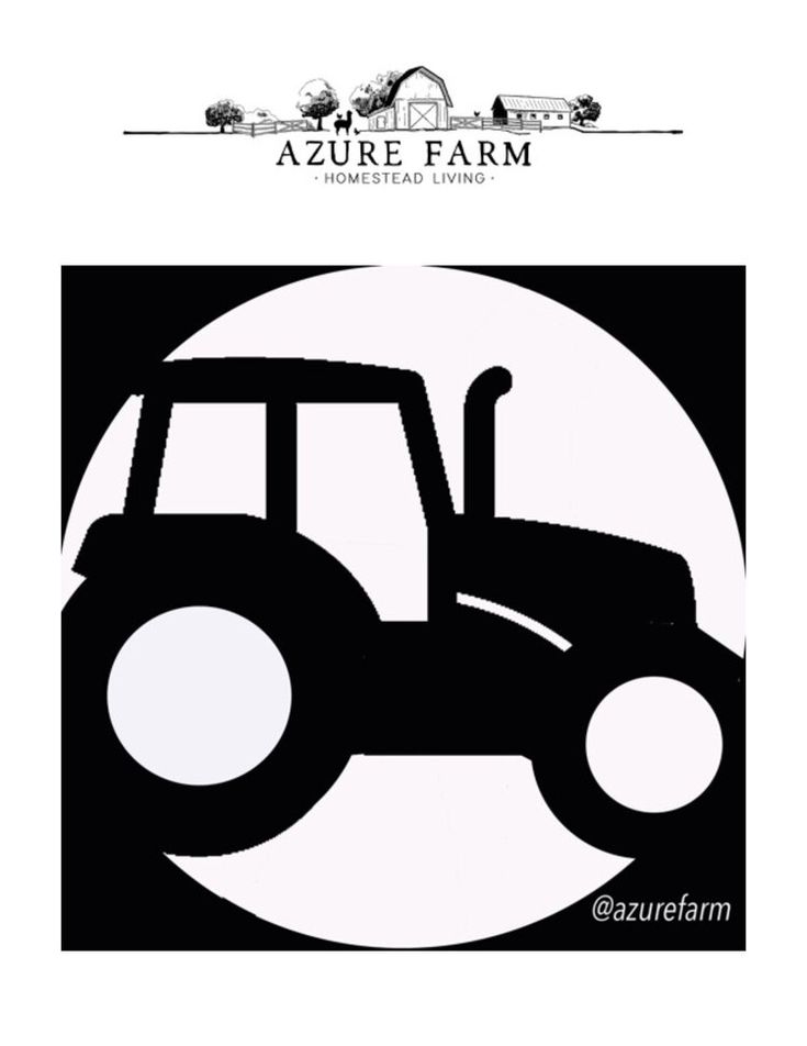 an image of a tractor in front of a full moon with the words azure farm on it