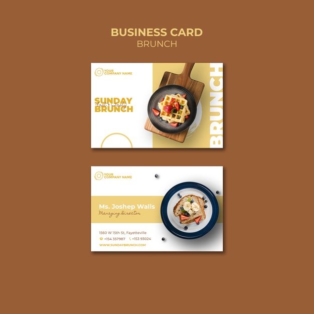 the business card is designed to look like it has an image of food on it