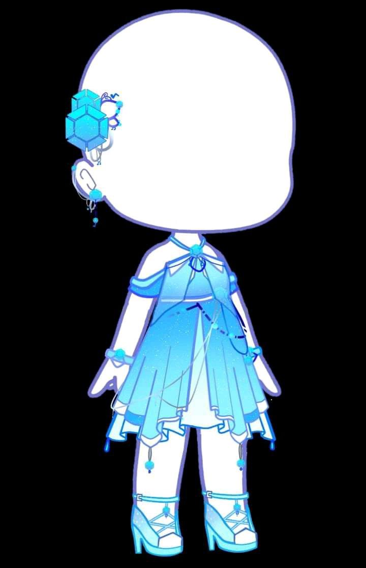 a drawing of a girl with blue hair and dress holding a flower in her hand