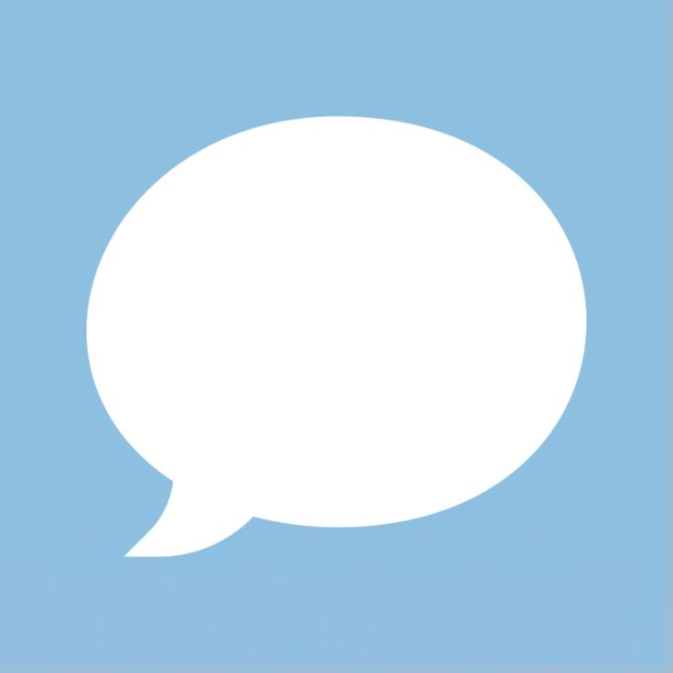 a white speech bubble on a blue background