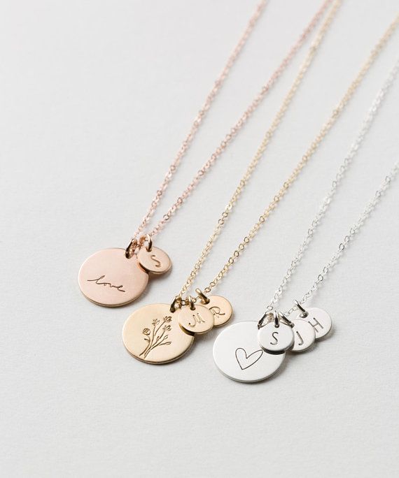 Large Disk Necklace with Custom Initial tags in Silver, Gold Fill, or Rose Gold. Combine a meaningful symbol with the initials of your kids, siblings, or girl gang. Make this piece your own and cherish it for years to come. If youre looking for a killer thoughtful gift, look no Customizable Rose Gold Dainty Charm Necklace, Customizable Minimalist Rose Gold Charm Necklace, Minimalist Personalized Charm Necklaces For Anniversary, Minimalist Personalized Charm Necklace For Anniversary, Delicate Personalized Charm Necklaces For Gifts, Delicate Personalized Charm Necklace, Dainty Hand Stamped Charm Necklace For Anniversary, Dainty Hand-stamped Charm Necklace For Anniversary, Customizable Dainty Rose Gold Necklace