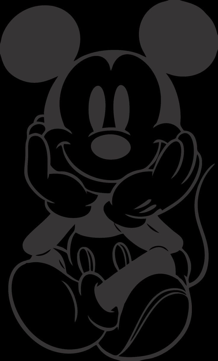 a mickey mouse drawing on a black background