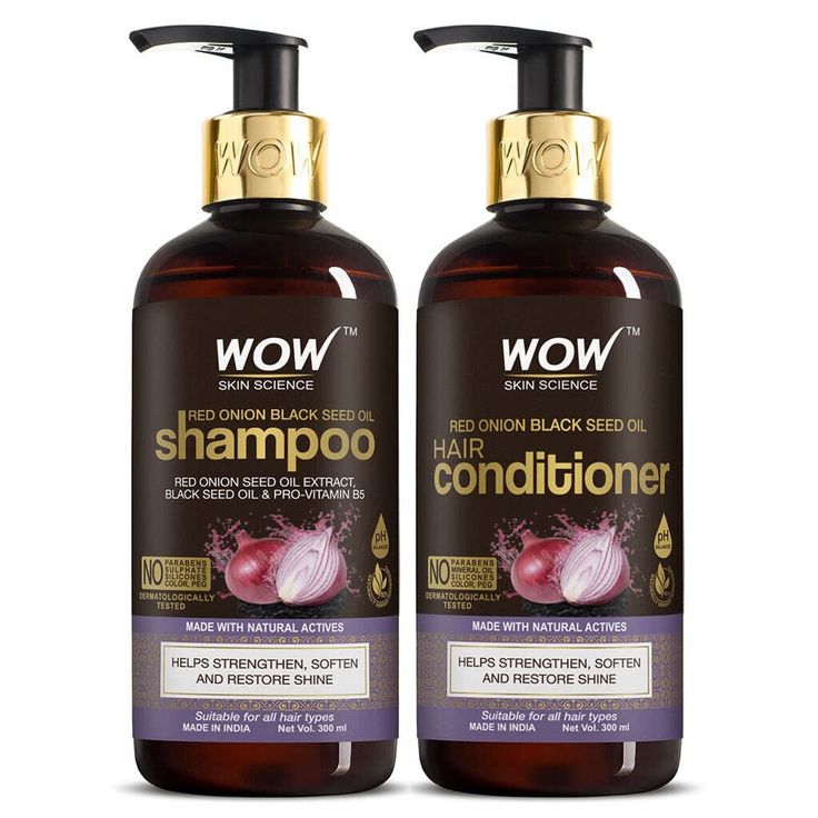 Wow Skin Science Onion Oil Shampoo & Conditioner Kit With Red Onion Seed Oil Extract, Black Seed Oil & Pro-Vitamin B5 (Shampoo + Conditioner), 300 + 300 ML = 600ML Product description Get strong and lustrous hair with wow skin science onion black seed oil shampoo & conditioner. This shampoo & conditioner may help tackle hair loss, scalp build-ups and dull, weak hair. The shampoo & conditioner is formulated with natural ingredients, helps strengthen hair follicles and clarify blocked roots. It is Wow Skin Science, Onion Oil, Onion For Hair, Weak Hair, Lustrous Hair, Skin Science, Black Seed Oil, Oil Hair, Hair Red