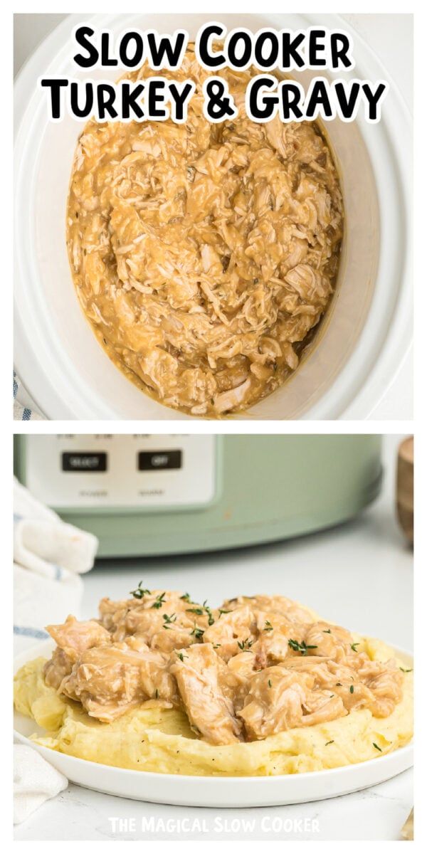 slow cooker turkey and gravy is the perfect side dish for thanksgiving dinner