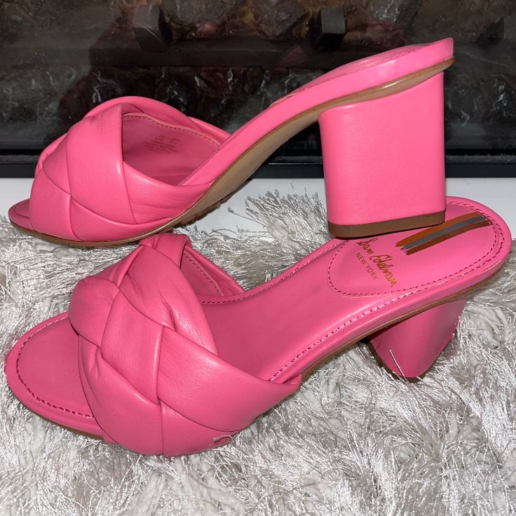 Pink Heel Mules Sandals. Size 5.5 Women’s. New Never Worn Without Box! Retail $160 Pink Round Toe Mules With Padded Heel, Pink Mules With Padded Heel And Round Toe, Pink Block Heel Heels With Cushioned Footbed, Pink Leather Heels With Wrapped Heel, Pink Sandals With Padded Heel And Medium Width, Pink Open Heel Heels, Pink Leather Open Heel Mules, Pink Almond Toe Leather Heels, Pink Sandals With Reinforced Heel And Round Toe