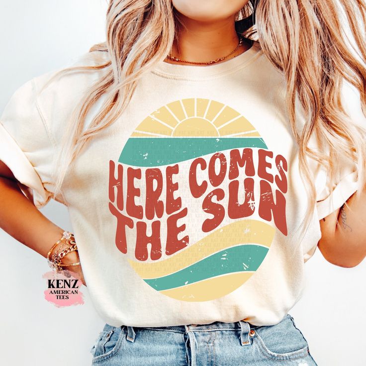 Vintage Here Comes the Sun T Shirt For Women, Travel Beach Vacation Shirt, Sunshine Shirt, Beatles Retro Shirt, Motivational Shirt, Gift for Her 90s Style Graphic T-Shirt, Retro Raccoon Shirt, Trendy Shirts, Adult Unisex Relaxed Shirt, Washed Tee Browse our selection of more shirts/sweatshirts ------ https://www.etsy.com/shop/KenzAmericanTee?ref=seller-platform-mcnav ✿ Shirt Material We use the finest Unisex short sleeve shirts * 100% combed and ring-spun cotton Guaranteed to be your Favorite da Sun T Shirt, Liberal Shirt, Raccoon Shirt, Trip Shirts, Word Shirts, Girls Trip Shirts, Holiday Vibes, Here Comes The Sun, Shirt Print Design