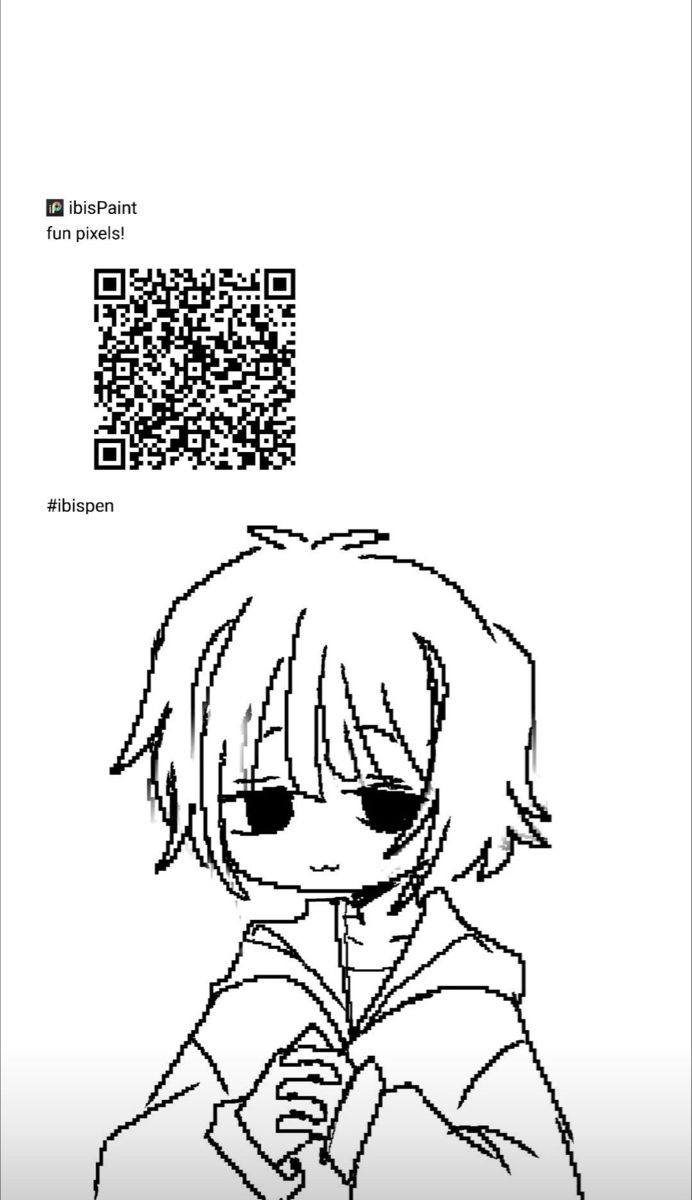 an anime character with glasses and a qr code on the back side of it