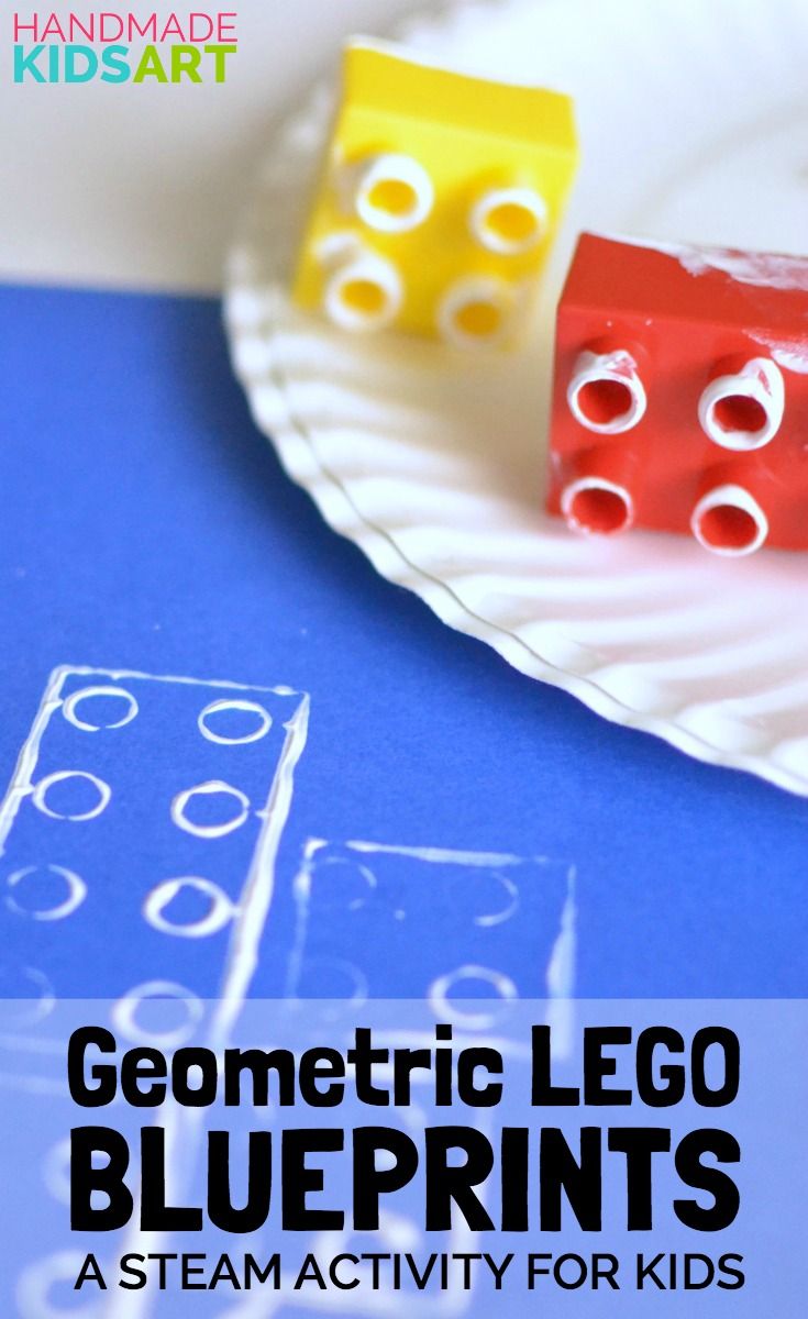 a paper plate with two lego blocks on it and the words geometric lego blueprints