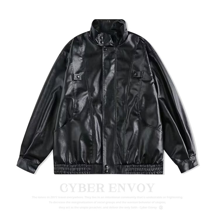 Cyber Envoy | Techwear Series Revealed This Street Black Lapel Biker Jacket is the perfect combination of comfort and sophistication. Crafted from high-quality materials and designed with a timeless silhouette, it is sure to be the highlight of any wardrobe. Enjoy the luxury of exquisite detailing and superior craftsmanship, making this jacket a truly remarkable piece of fashion. Streetwear Biker Jacket With Stand Collar, Modern Black Leather Jacket With Long Sleeves, Winter Biker Jacket With Stand Collar For Work, Spring Black Biker Jacket For Outdoor, Techwear Outerwear With Stand Collar For Work, Black Leather Jacket With Stand Collar For Streetwear, Techwear Biker Jacket For Fall Outdoor Activities, Urban Leather Jacket For Business In Fall, Fall Techwear Biker Jacket For Outdoor