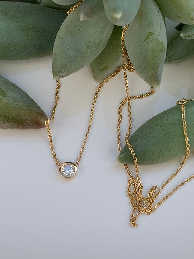 "Diamond Solitaire Necklace in 14k Yellow Gold Metal--14k Yellow Gold ( solid gold ) --Bezel setting --Diamond weight---0.20CT --Diamond Color----G --Diamond quality---SI1 NATURAL DIAMOND Available in Rose Gold too Necklace is 18\" , we can add a loop to make it adjustable to 16\"" Gold Solitaire Necklace With Brilliant Cut Round Stone, Gold Solitaire Necklace With Round Stone For Formal Occasions, Gold Solitaire Necklace For Formal Events, Timeless Gold Solitaire Necklace With Round Stone, Classic Gold Solitaire Necklace With Round Pendant, Yellow Gold Solitaire Necklace With Oval Diamond Pendant, Gold Solitaire Necklace With Round Stone For Anniversary, Gold Birthstone Necklace With Bezel Setting, Gold Necklace With Bezel-set Round Pendant