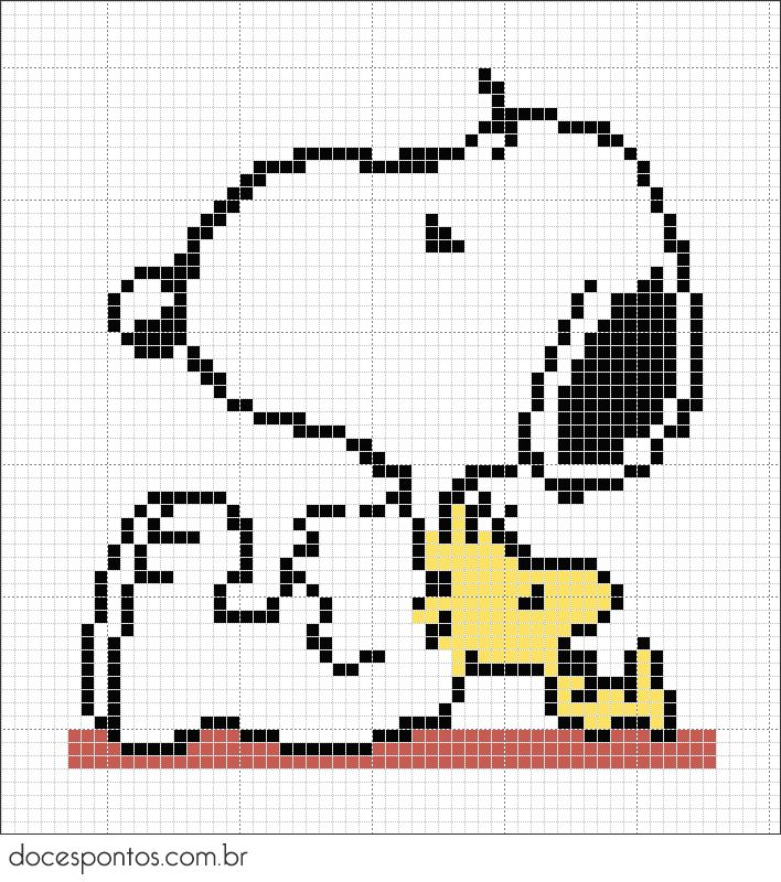 a cross stitch pattern with snoop and chick