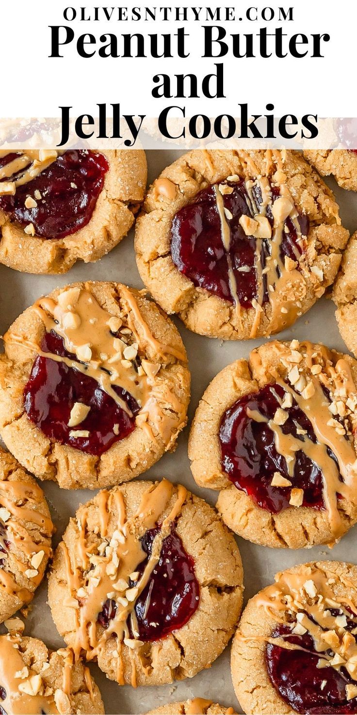 peanut butter and jelly cookies with text overlay