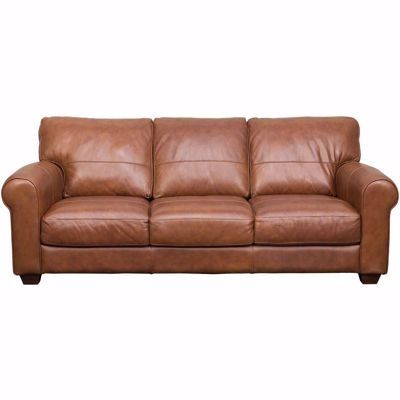 a brown leather couch on a white background