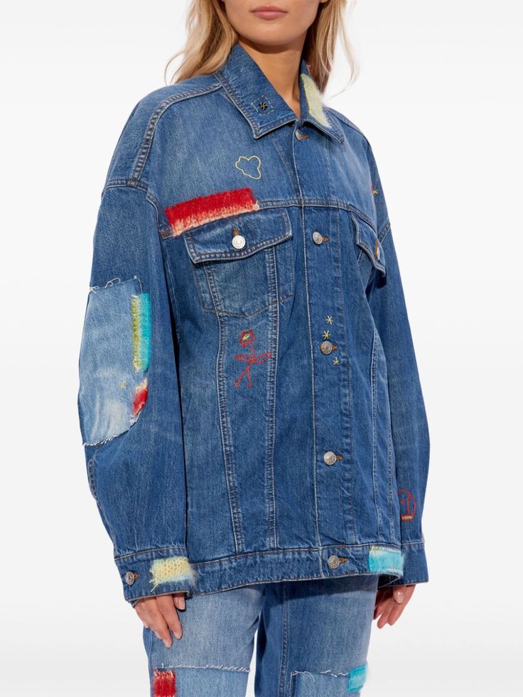 Marni Джинсовая Куртка - Farfetch Textiles Fashion, Welt Pockets, Flap Pocket, Welt Pocket, Denim Jeans, Denim Jacket, Long Sleeves, Collar, Long Sleeve