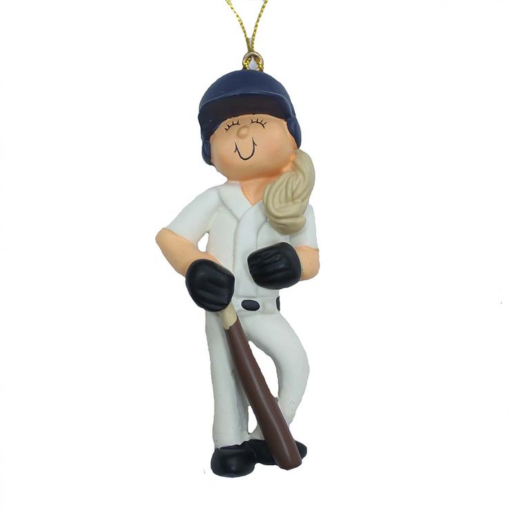 a christmas ornament with a baseball player holding a bat