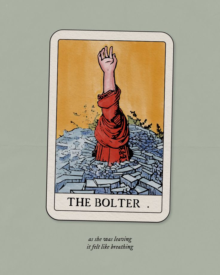 a tarot card with an image of a hand reaching up to the sky