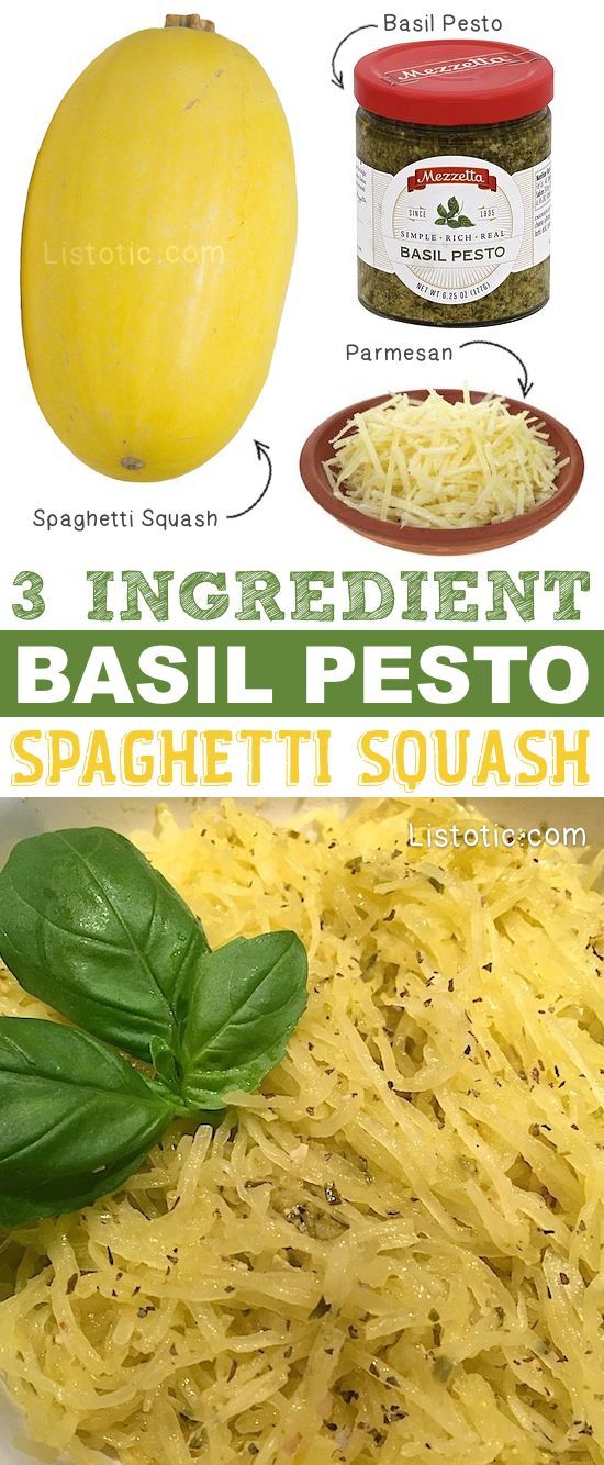 the ingredients for basil pesto spaghetti on a plate