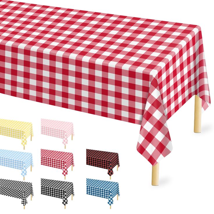 an image of a checkered tablecloth with different colors and patterns on the table